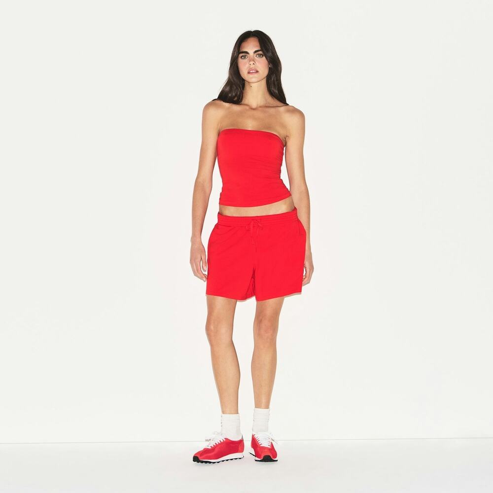 SKIMS Cotton Jersey Tube Top Ruby Red Medium - Picture 2 of 9